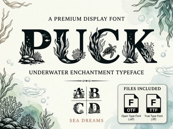 Puck: Where Deep Blue Mystique Meets Bold Serif Typography